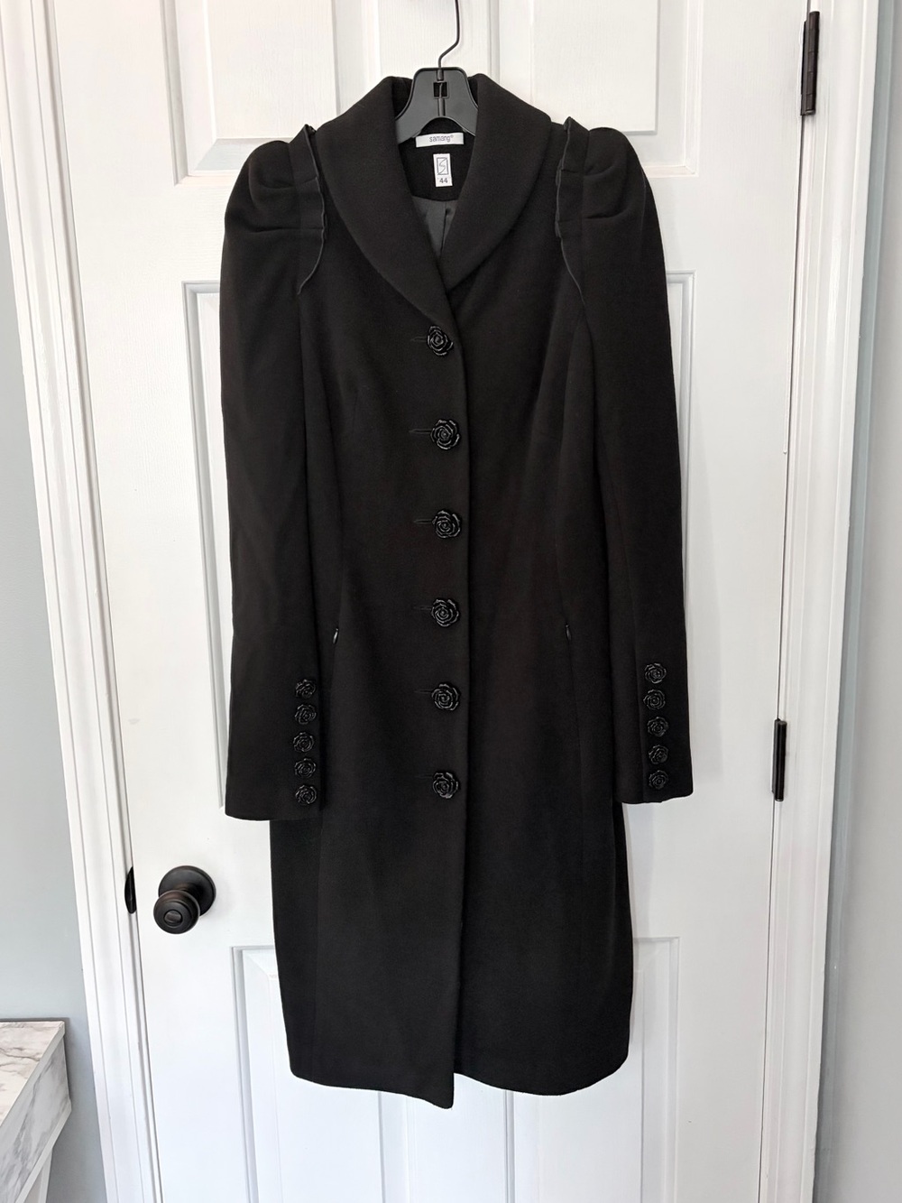 Vintage Samang Samange Cashmere Mid Length Rose Button Up Coat